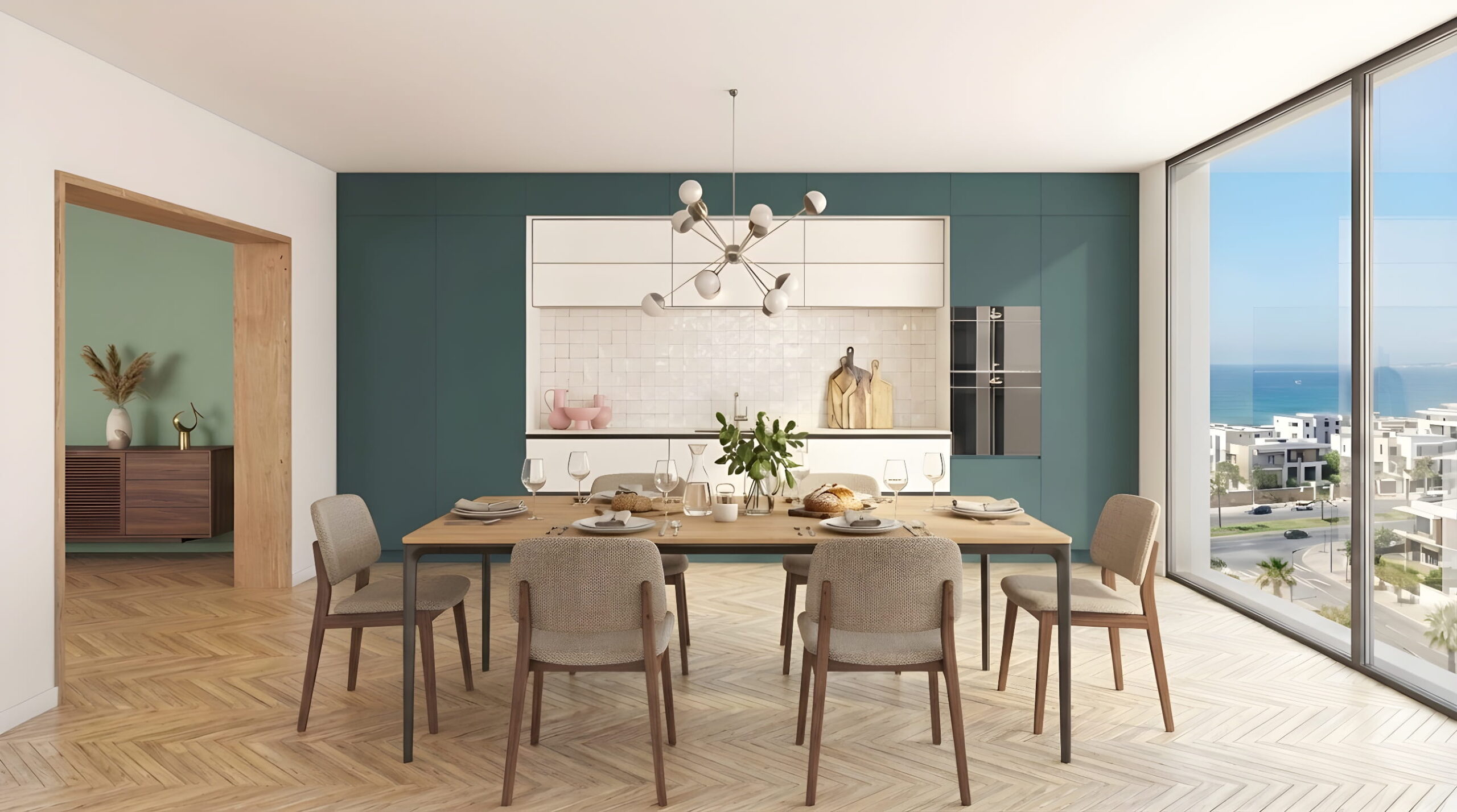 Îlot central compact 180 cm cuisine moderne city